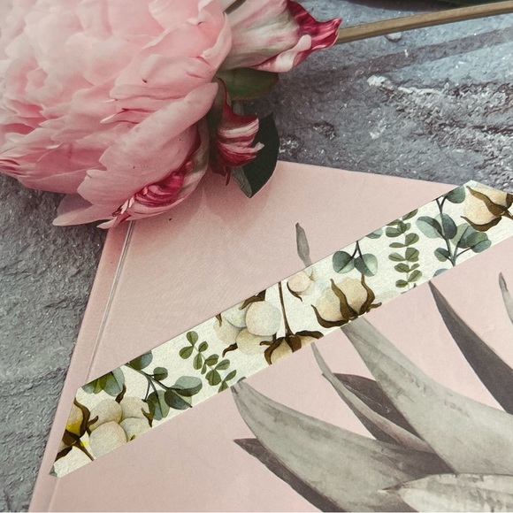 Cotton Plants With Sand Dollar Eucalyptus, Washi Tape, 1 Full Roll - Picture 8 of 8